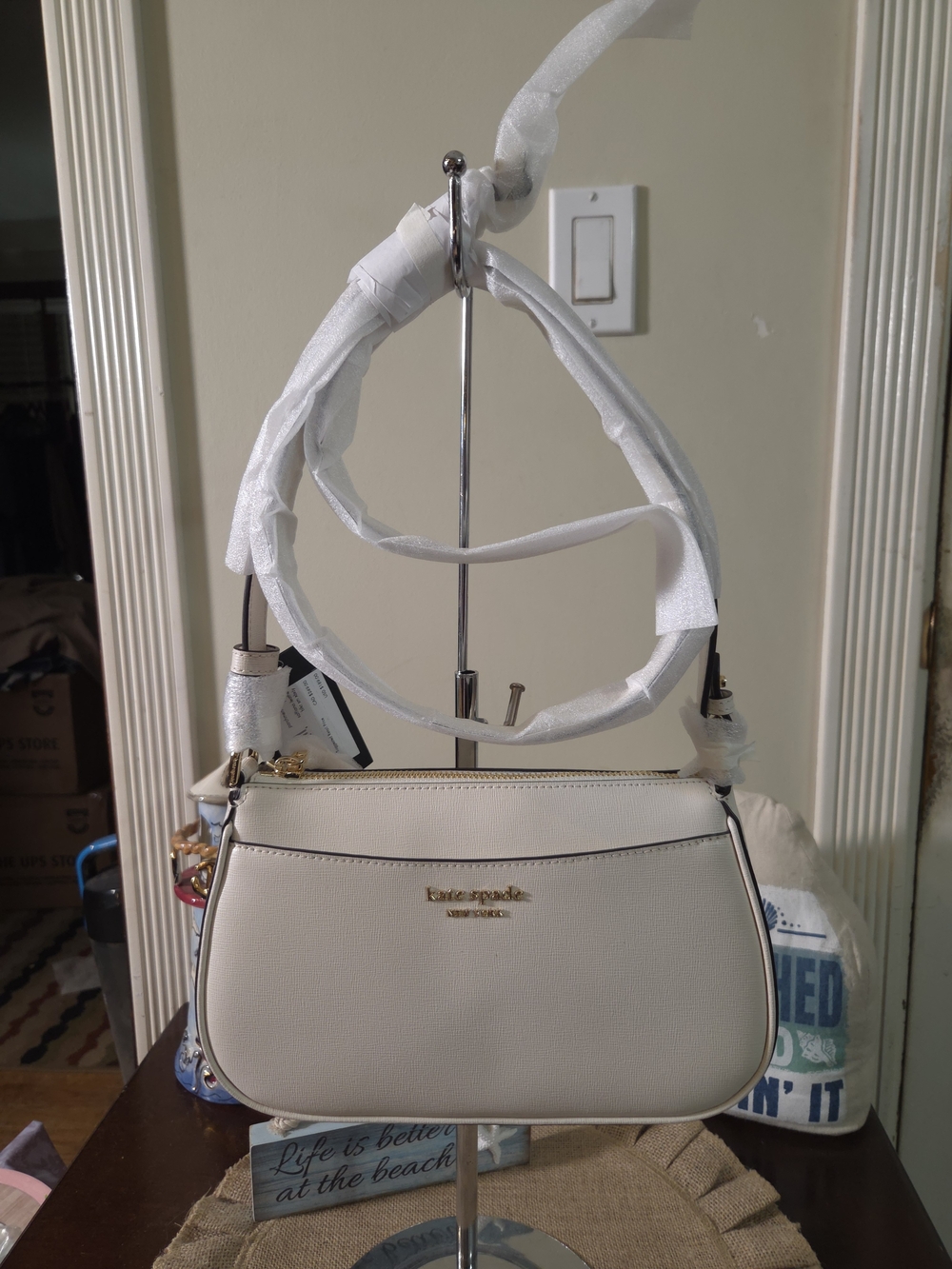 NWT Kate Spade Bleecker Parchment Saffiano Leather Crossbody